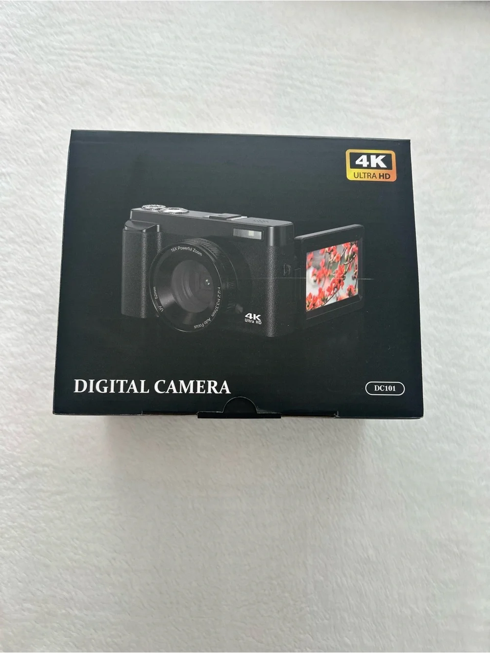 4K Ultra HD Black Digital Camera with Flip LCD